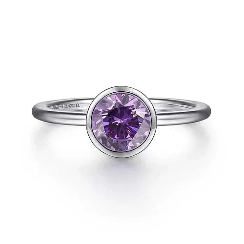 unique gold rings for women -Gabriel & Co. Amethyst Ring in Sterling Silver