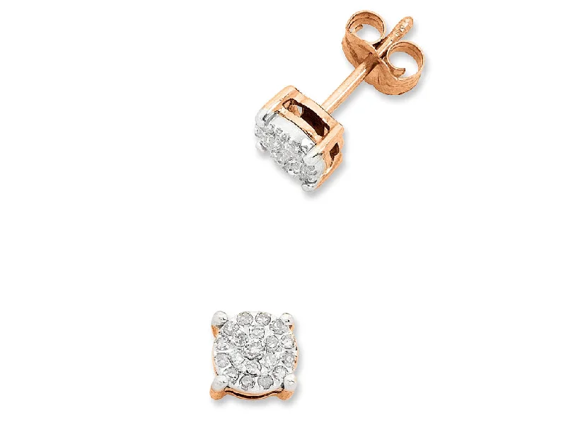 luxury diamond earrings for women -9ct Rose Gold Diamond Earrings