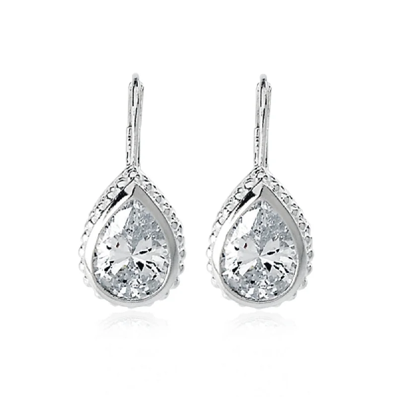 elegant dangle earrings for women -Teardrop Earrings with Cubic Zirconia in Sterling Silver