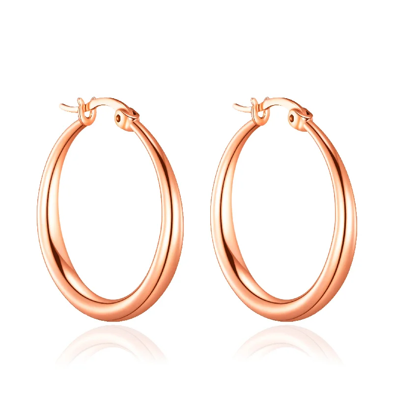 flower earrings for women -Rose Gold Plated 25mm Hoop Earrings