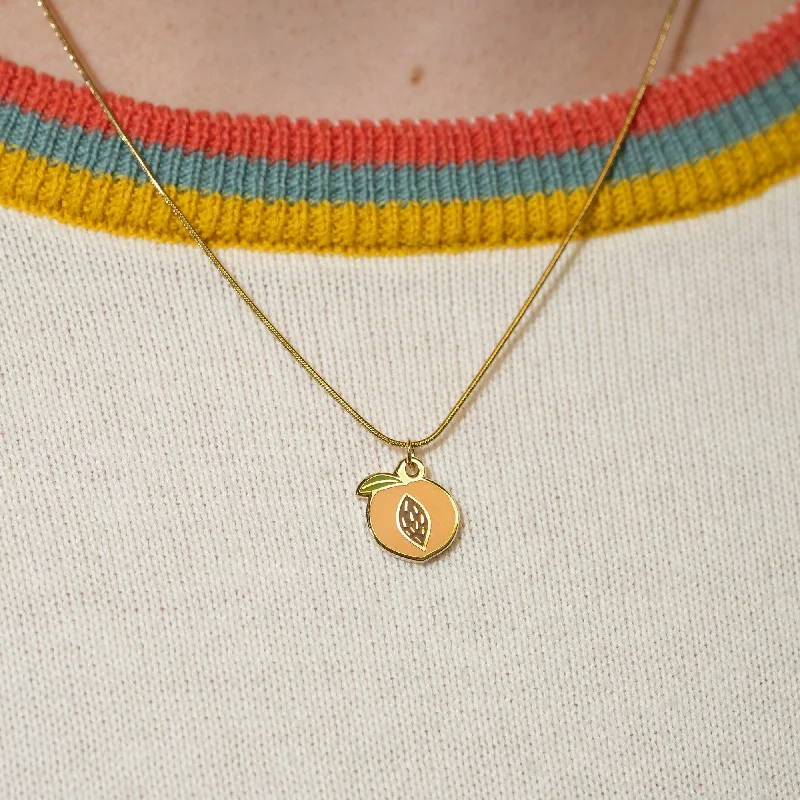 vintage pendant necklaces for women -Peach Pit Charm Necklace