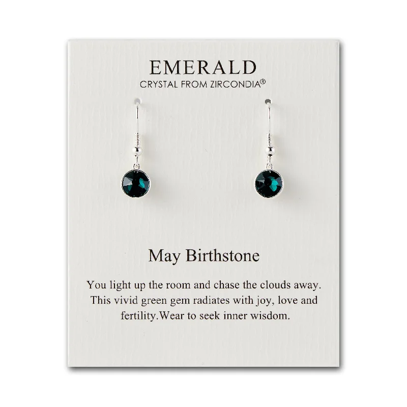 silver hoop earrings for women -May Birthstone Drop Earrings Created with Emerald Zircondia® Crystals