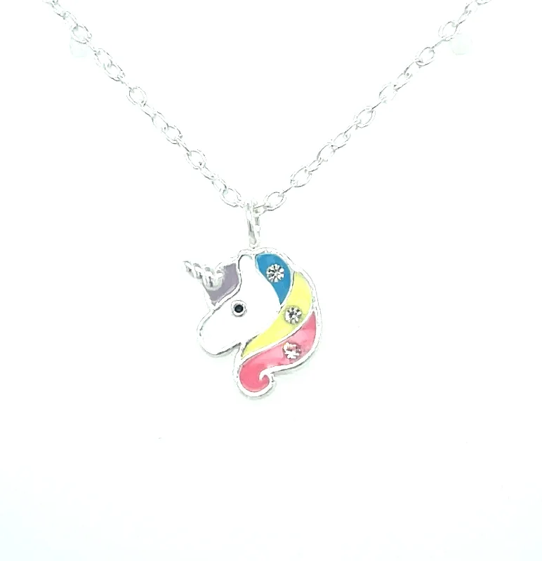 delicate diamond necklaces for women -Children’s Sterling Silver Unicorn Head Necklace