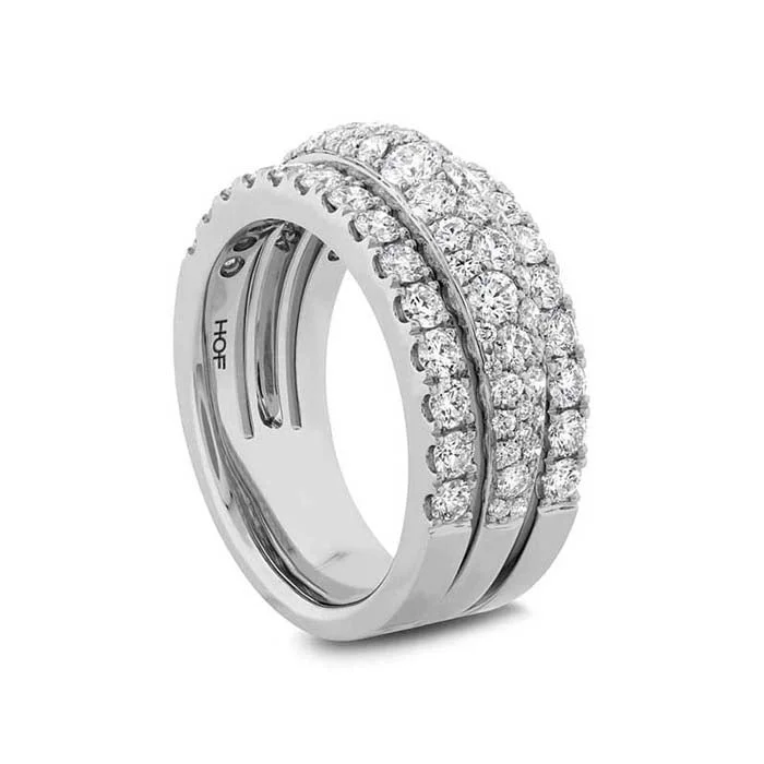 infinity rings for women -Hearts On Fire Grace Triple Row Small Domed Ring in 18K White Gold