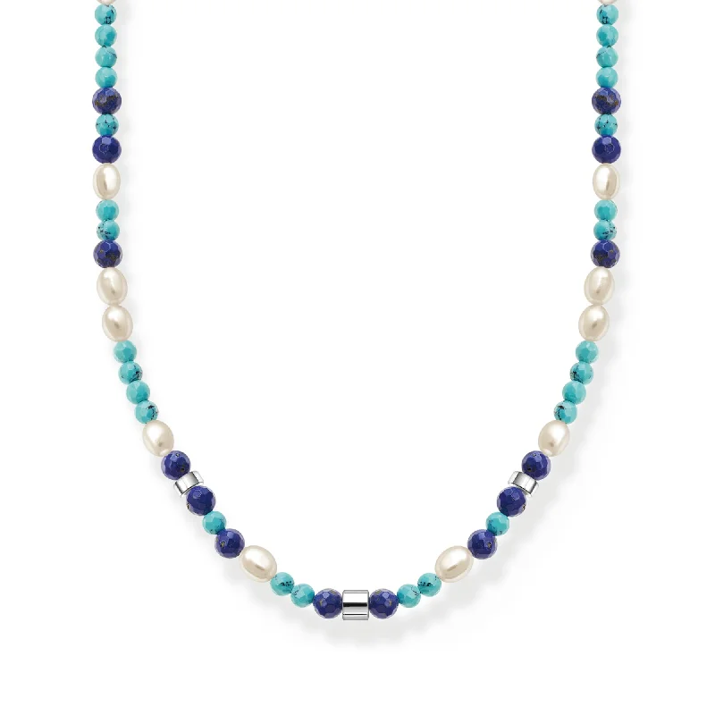 romantic necklaces for women -Thomas Sabo Necklace With Blue Stones And Pearls KE2162-775-7