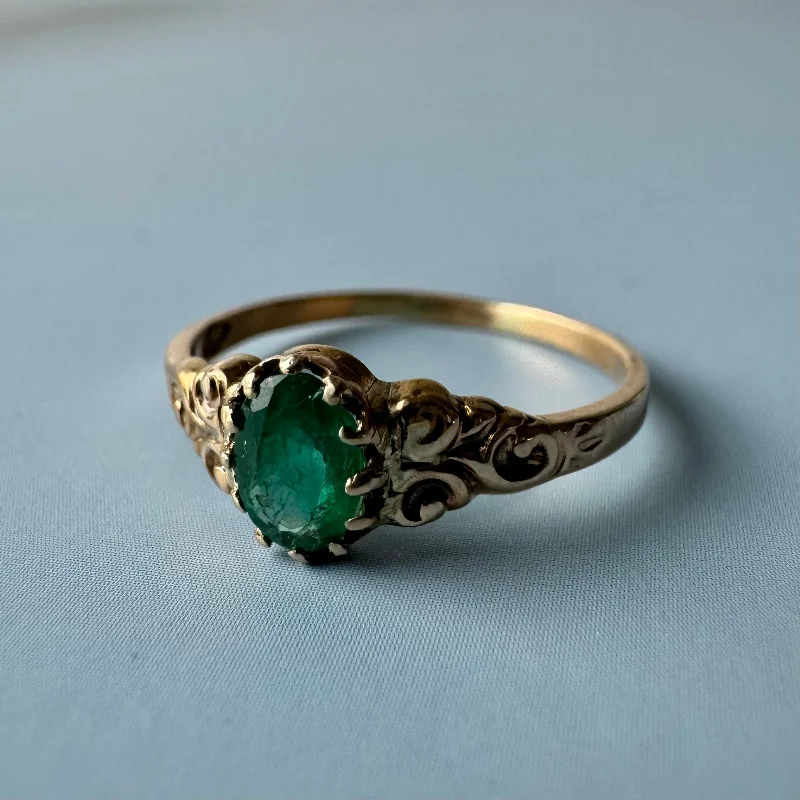 birthstone engagement rings -Natural Emerald Ring