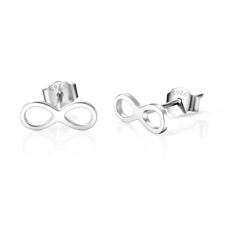 crystal earrings for women -Sterling Silver Infinity Earrings