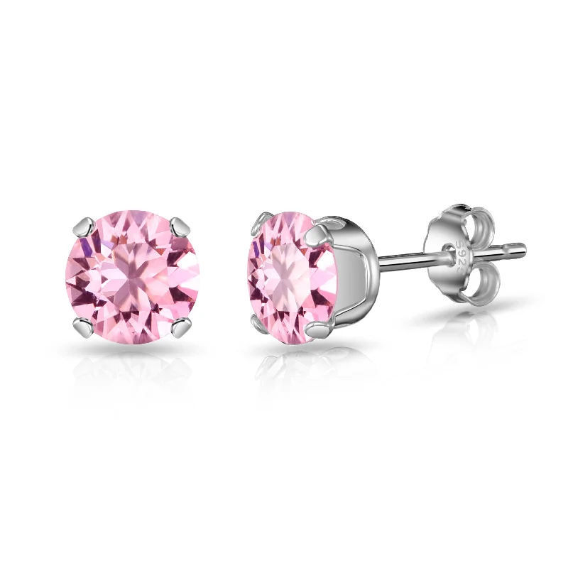 chic silver earrings for women -Sterling Silver Light Rose Earrings Created with Zircondia® Crystals