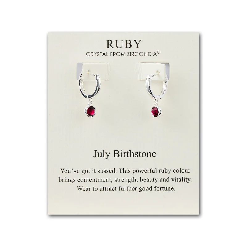 chic drop earrings for women -July Birthstone Hoop Earrings Created with Ruby Zircondia® Crystals