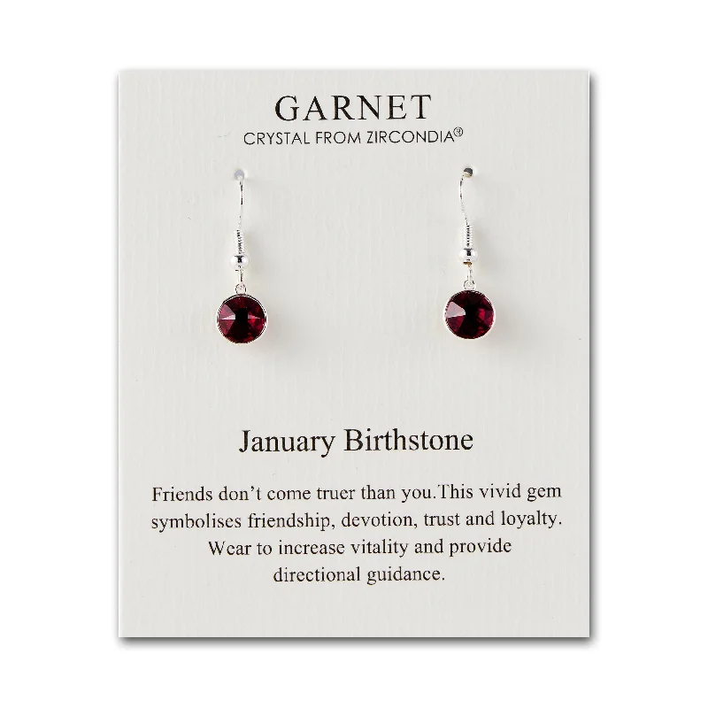 chic silver earrings for women -January Birthstone Drop Earrings Created with Garnet Zircondia® Crystals