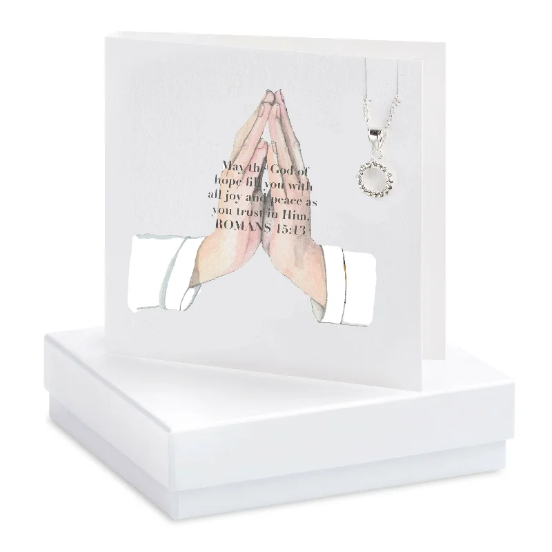 elegant necklaces for women -Sterling Silver CZ Pendant Necklace Gift Set - Religious Jewelry with Gift Box  Greeting Card