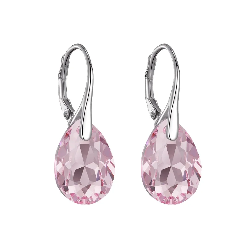 gold drop earrings for women -Sterling Silver Light Rose Drop Earrings Created with Zircondia® Crystals