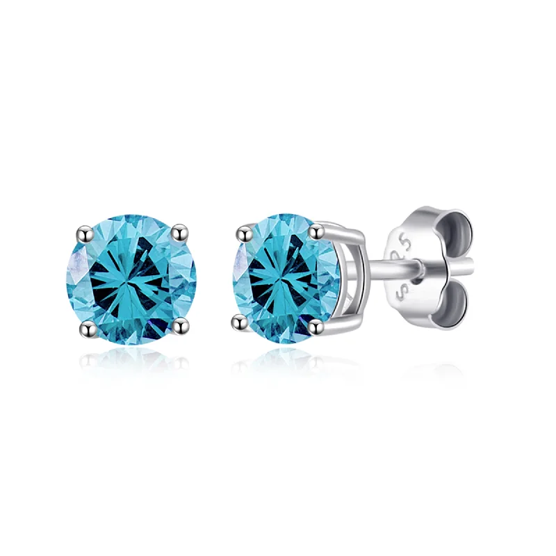 multi-colored earrings for women -Sterling Silver March (Aquamarine) Birthstone Earrings Created with Zircondia® Crystals