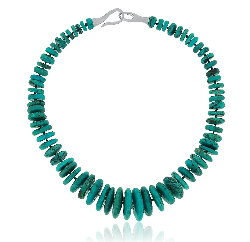 simple gold necklaces for women -Turquoise Roundel Necklace