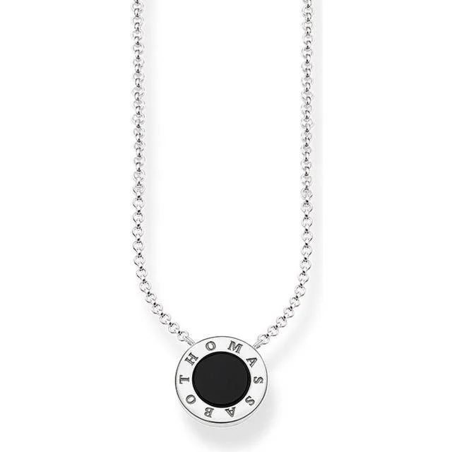 fashionable necklaces for women -Thomas Sabo Silver Onyx Necklace KE1492-024-11-L45V