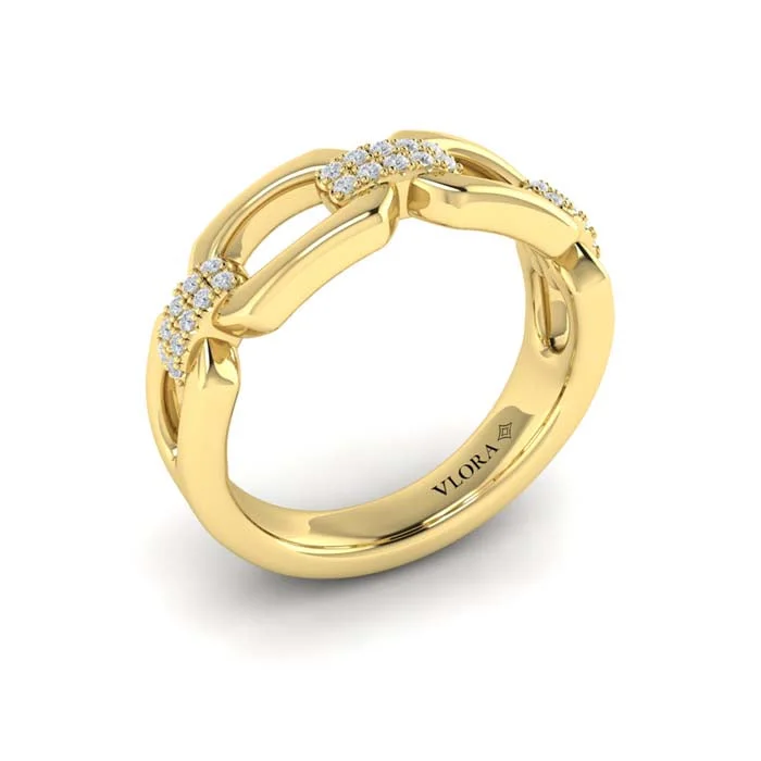 titanium rings for women -Vlora Reina Diamond Accent East-West Open Link Ring in 14K Yellow Gold