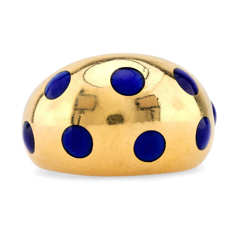 fashion rings for women -Van Cleef & Arpels French 18K Yellow Gold Enamel Polka Dot Dome Ring