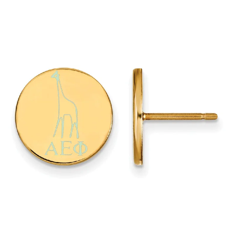 luxury gemstone earrings for women -14K Plated Silver Alpha Epsilon Phi Enamel Post Earrings