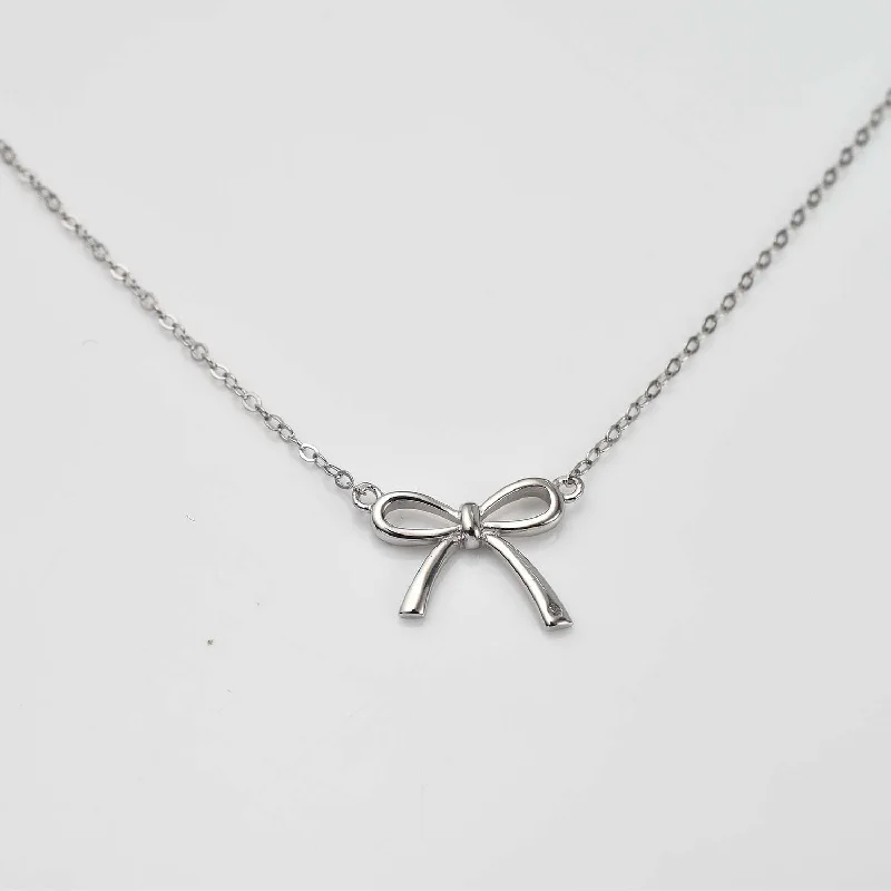 custom name necklaces for women -Sweet Diamond Bow Ribbon Necklace