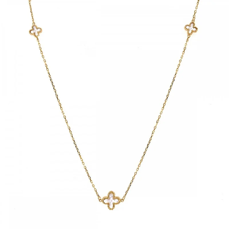 fashionable necklaces for women -9ct Yellow Gold Mother of Pearl Clover Necklace