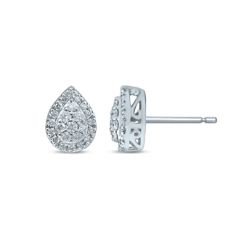 minimal earrings for women -9ct White Gold 0.50ct Diamond Pear Shape Earrings