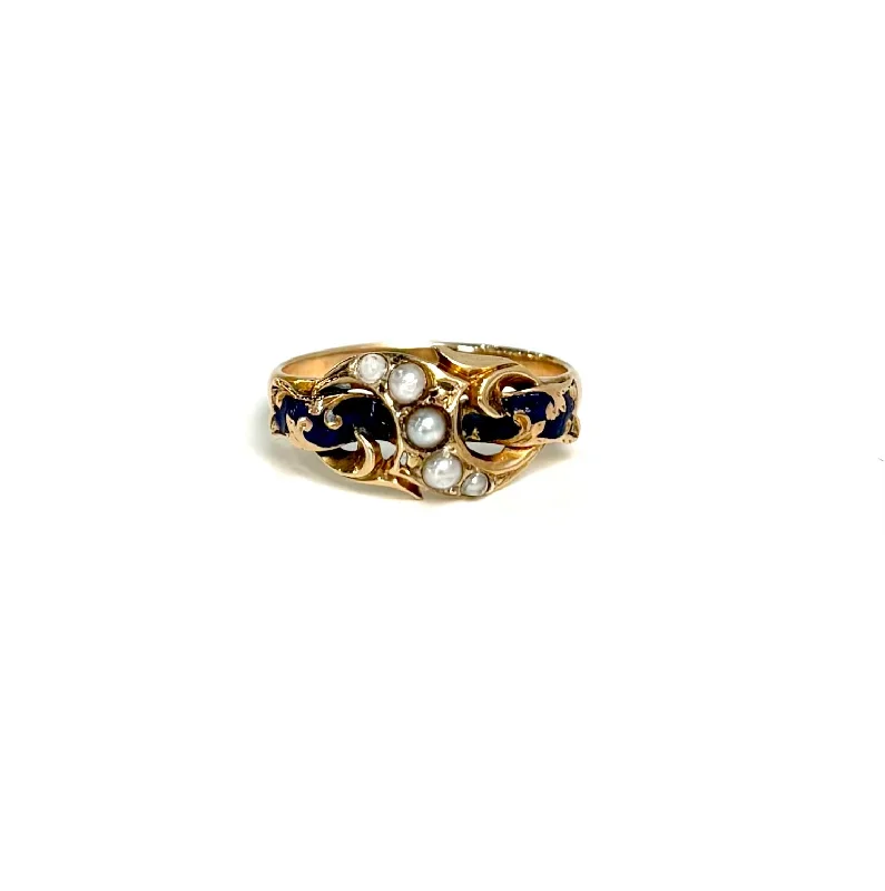 double band rings for women -Enamel and Seed Pearl Ring - Circa 1850 to 1880