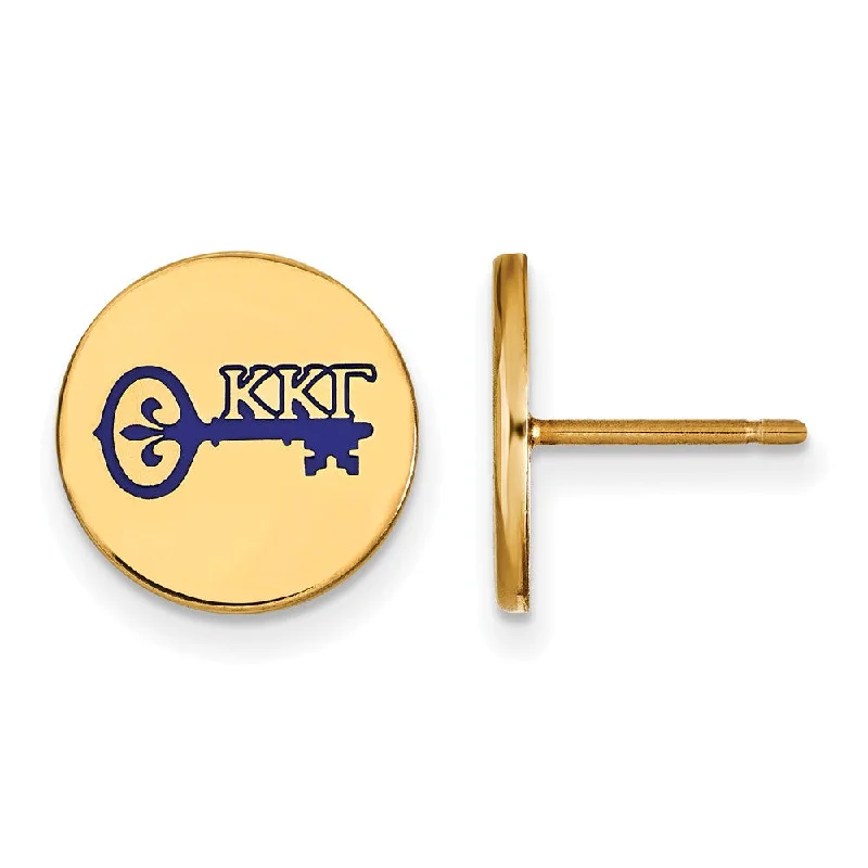 bold stud earrings for women -14K Plated Silver Kappa Kappa Gamma Enamel Key Post Earrings