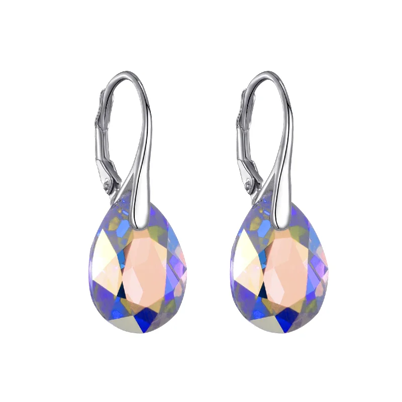 multi-colored earrings for women -Sterling Silver Aurora Borealis Drop Earrings Created with Zircondia® Crystals