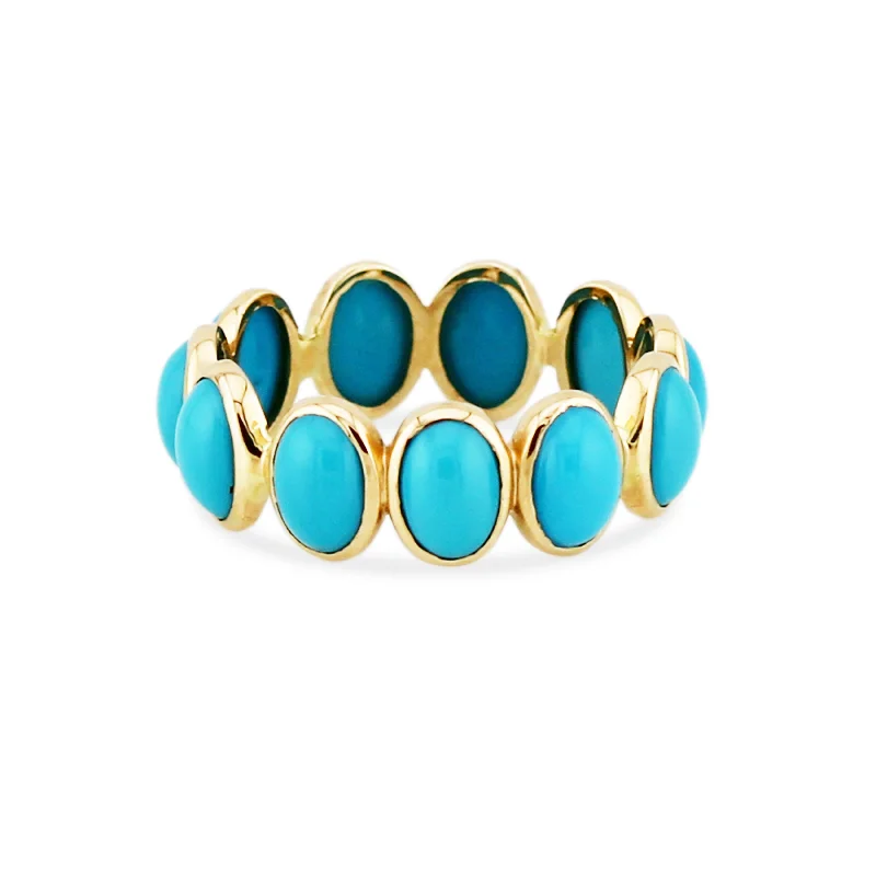 birthstone engagement rings -Turquoise Oval Ring In 18K Yellow Gold