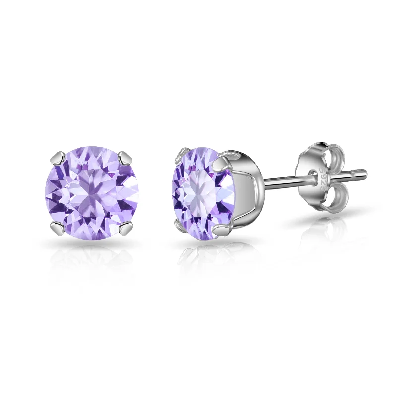 adjustable earrings for women -Sterling Silver Provence Lavender Earrings Created with Zircondia® Crystals