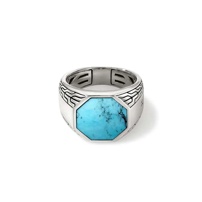 custom gold rings -John Hardy Turquoise Signet Ring in Sterling Silver