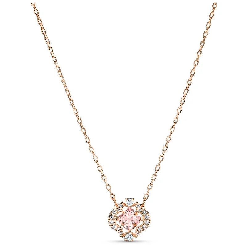 layered necklaces for women -Swarovski Sparkling Dance Necklace, Pink, Rose-gold tone plated 5514488