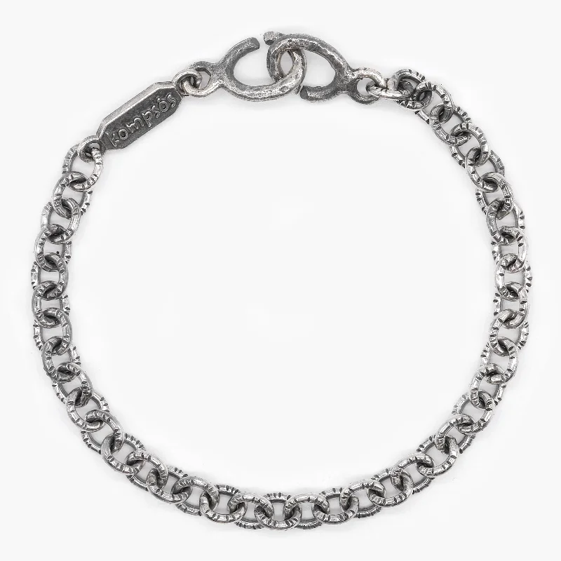 crystal bangles for women -Sterling Silver Bracelet With Hand-Forged Links