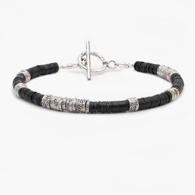 diamond bangles for women -4mm Vinyl "Rodeo" Bracelet (Black/Silver)