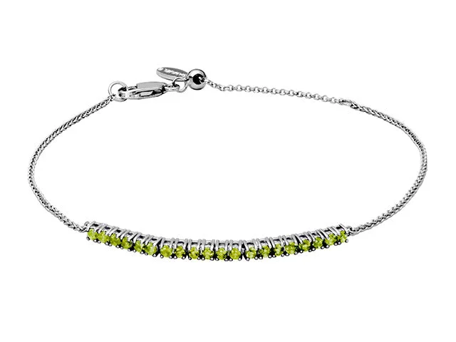 gold tennis bracelets -Silver Adjustable Peridot Bracelet