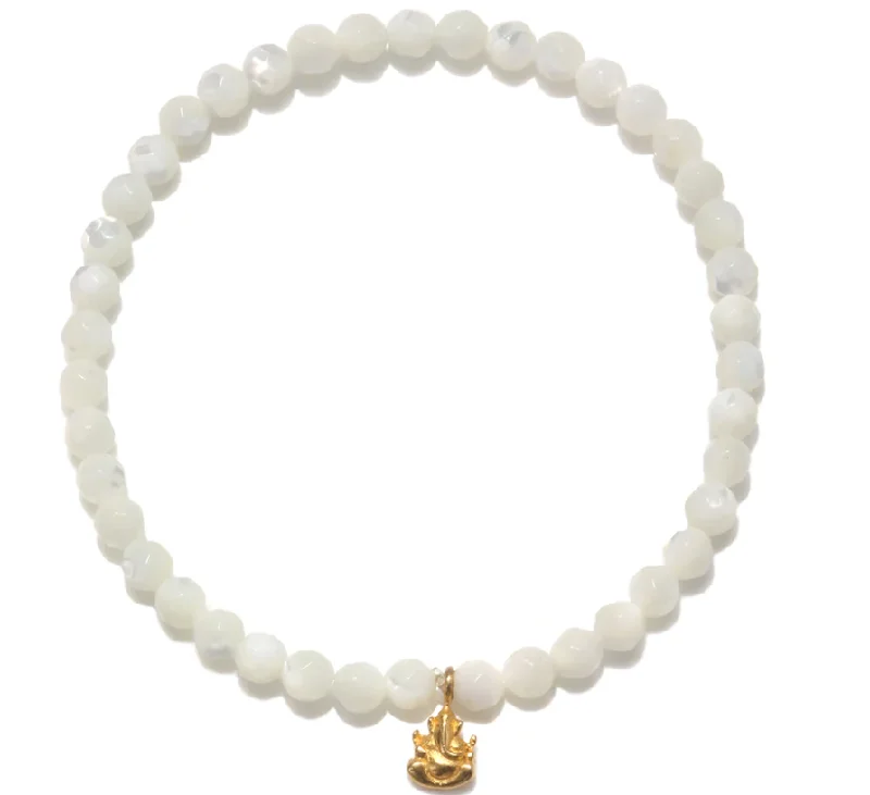 diamond tennis bracelets -MOP GANESHA CHARM BRACELET