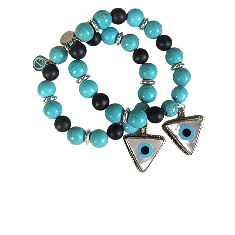 gemstone bangles for women -The Turquoise Mother of Pearl Eye Bracelet