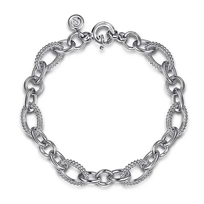 elegant cuff bracelets for women -Gabriel & Co. Silver Bujukan Link Bracelet