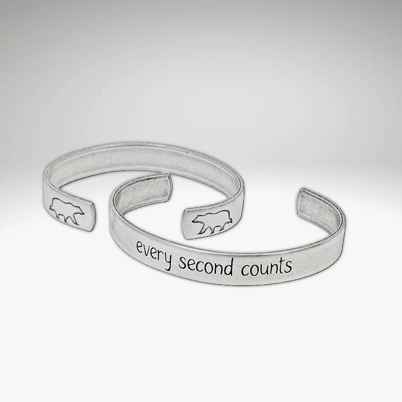 vintage silver bracelets -Every second counts - Bear Cuff Bracelet