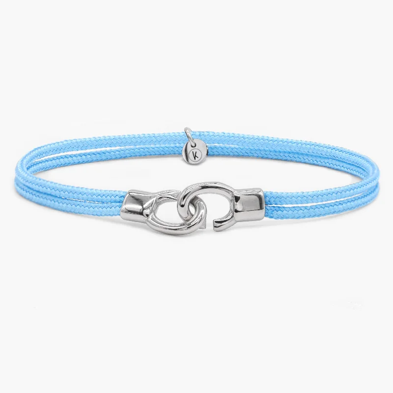 wedding bracelets for women -Double Sailing Cord Bracelet With Silver Lock (Light Blue)