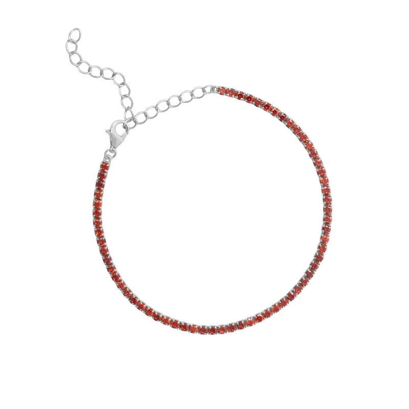 wedding bangles for women -January Garnet Birthstone Tennis Bracelet