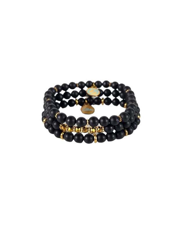 thin bangles for women -The Saoirse Onyx Bracelet Set