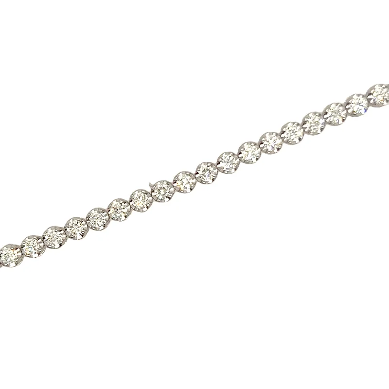 flower bangles for women -14K White Gold Diamond Tennis Bracelet - 4.86cw