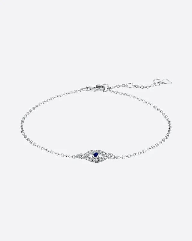 stacked bracelets for women -EVIL EYE BRACELET 925. - WHITE GOLD