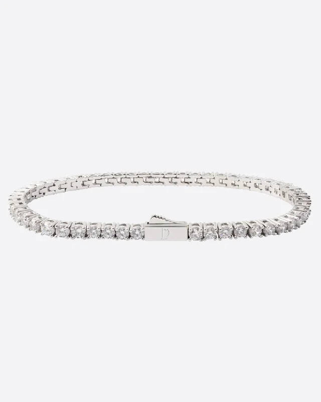 custom engraved bangles -MOISSANITE TENNIS BRACELET. - 3MM WHITE GOLD