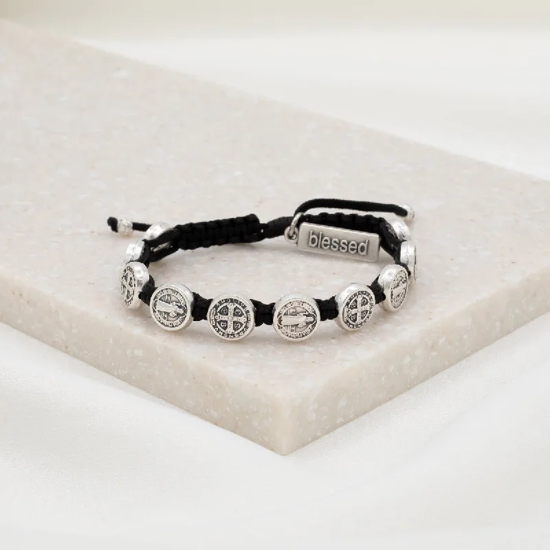 stacked bracelets for women -Benedictine Blessing Bracelet - Silver Medals