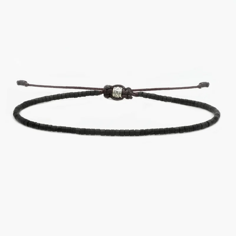 gemstone bangles for women -2mm Miyuki Adjustable Bracelet (Black Matte)