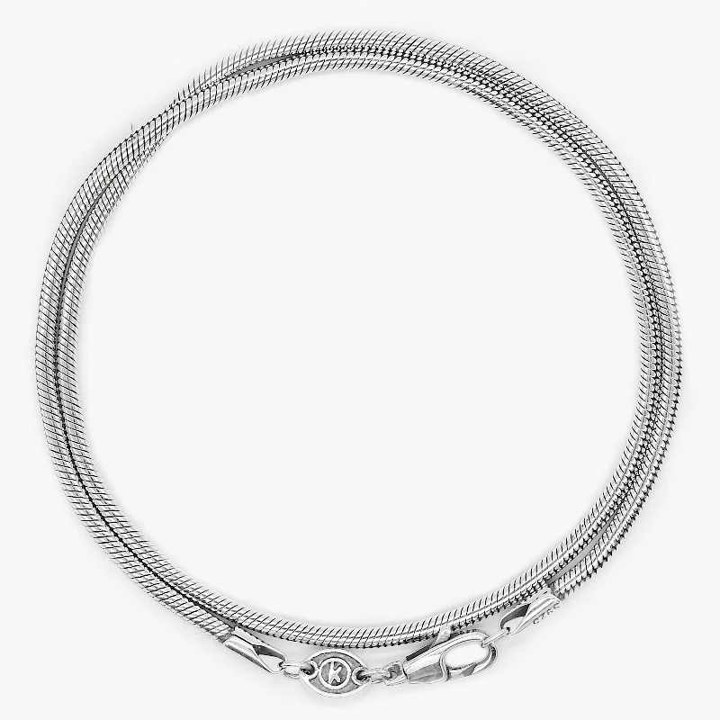 thin bangles for women -Double Laps Snake Sterling Silver Chain Bracelet