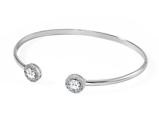 woven bracelets for women -Silver White Topaz Cuff Bracelet