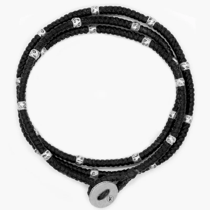 silver charm bracelets for women -3mm Triple Wrap "Kamasan" Braided Bracelet (Black)